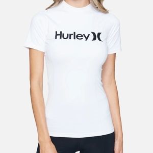 New Womens White Hurley Rashgaurd UPF 50 + SZ Medium